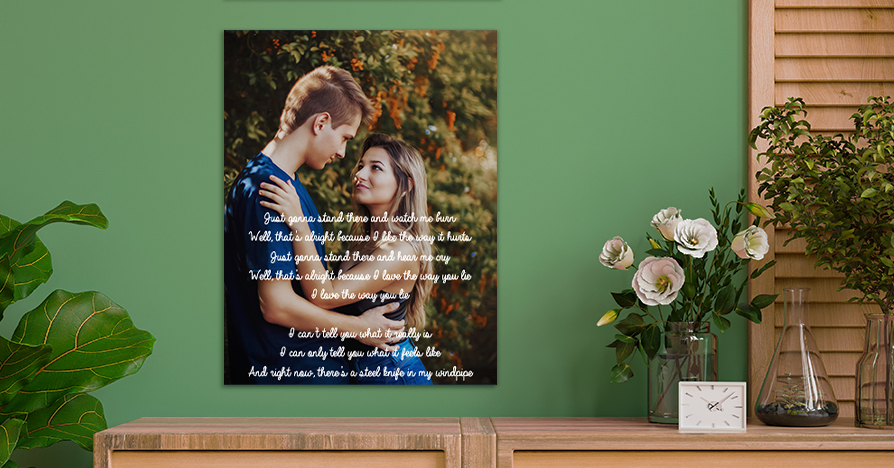 Lyrics on Canvas for National Hug Day