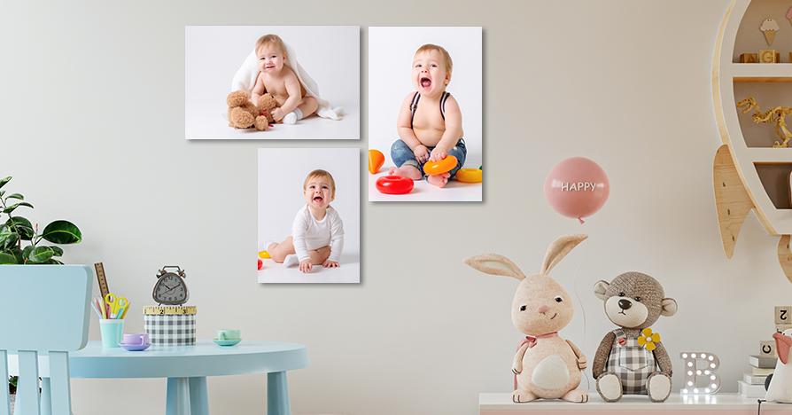 Picture of kid on wall display